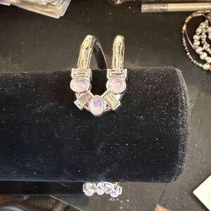 Sterling-Style Silver Bracelet with Pale Pink Gem Accents - Women Jewelry